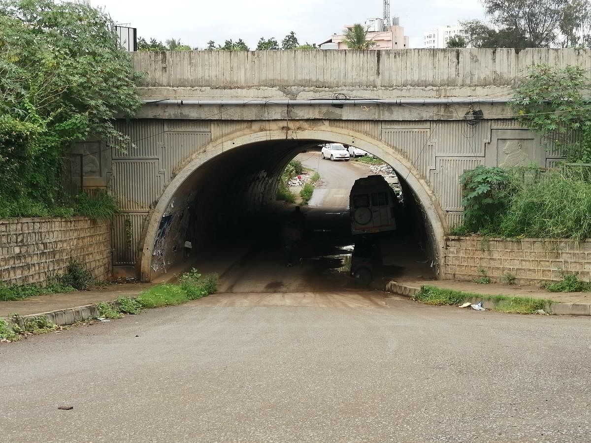 A view of the NICE Road underpass connecting Pramod Layout to PES College