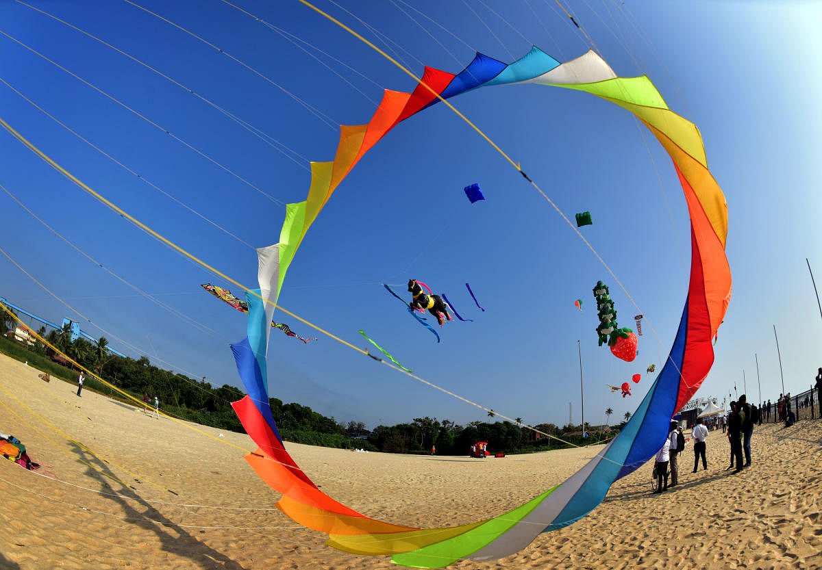 Kites of various shapes and sizes adore the skies. DH Photos.