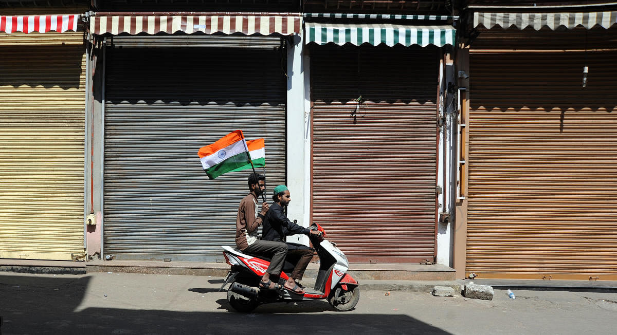 Thousands of shops remain closed in and around the bustling commercial hub. DH PHOTO/PUSHKAR V