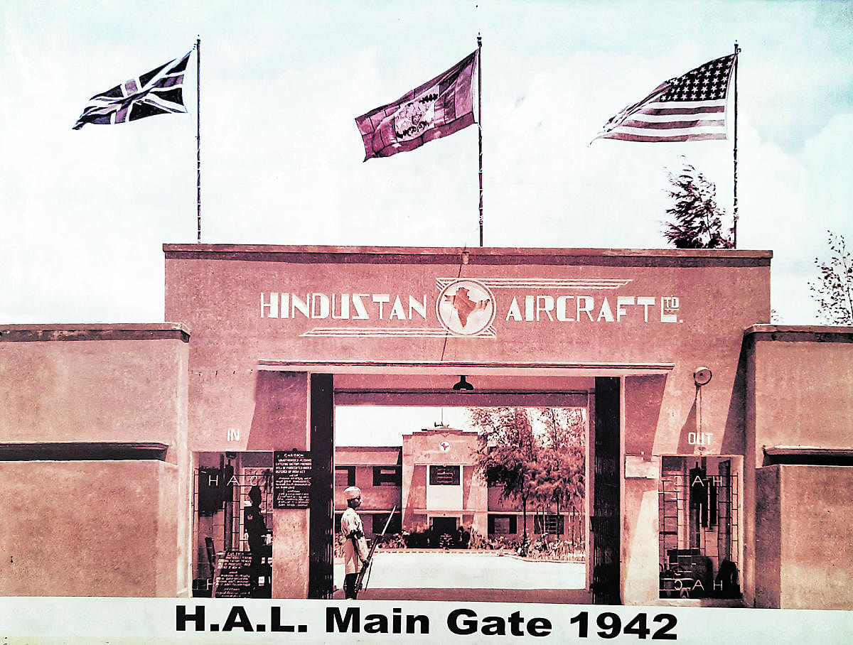 A photo exhibit of the HAL main gate. photos by author