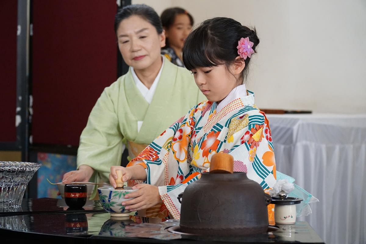 A young girl during a tea ceremony at the Japan Habba.