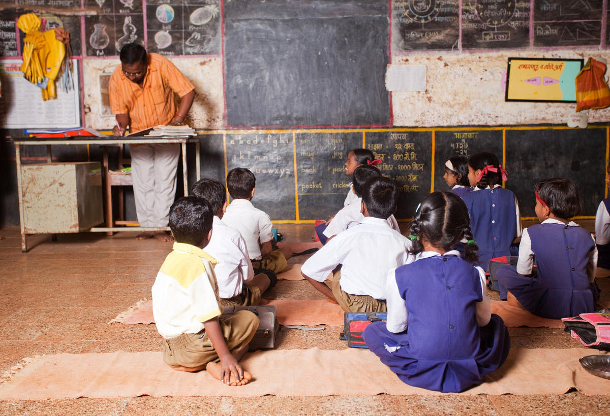A class in progress in a village near Ratnagiri.