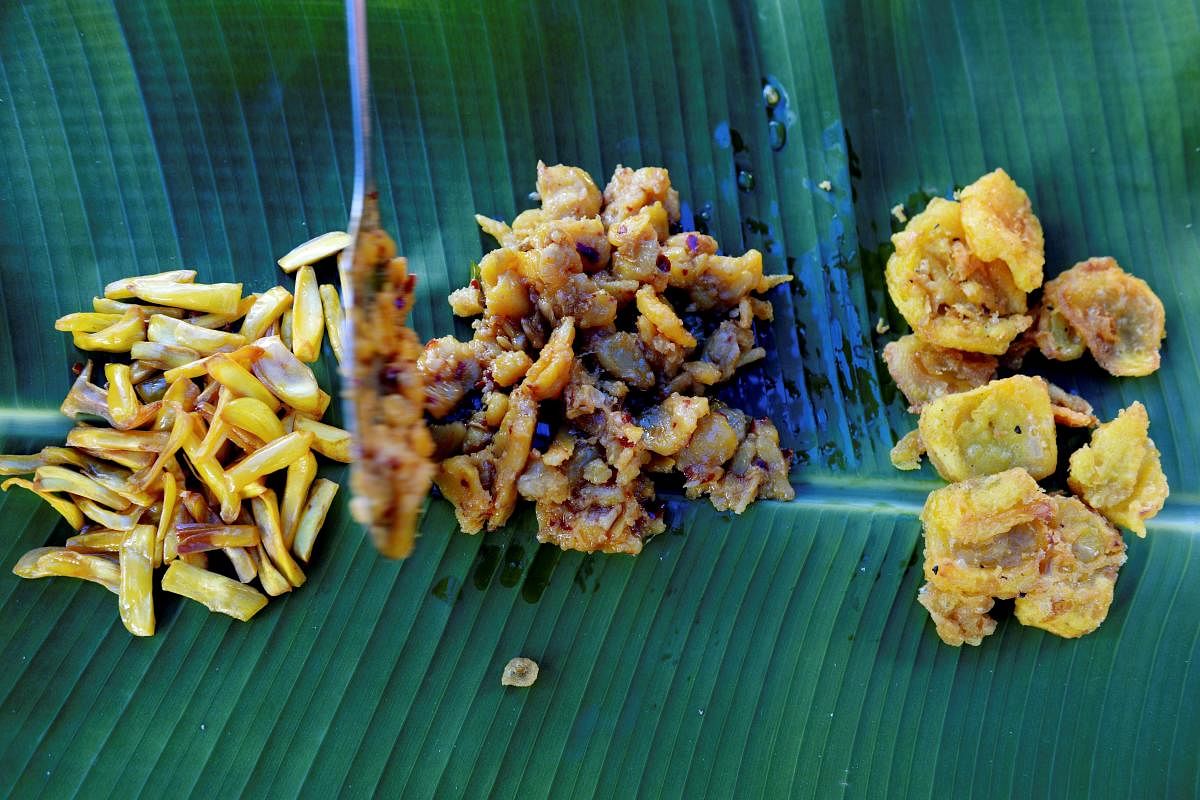 Varghese Tharakkan's Ayur jackfruit farm displaying jackfruit dishes in Thrissur in the south Indian state of Kerala.