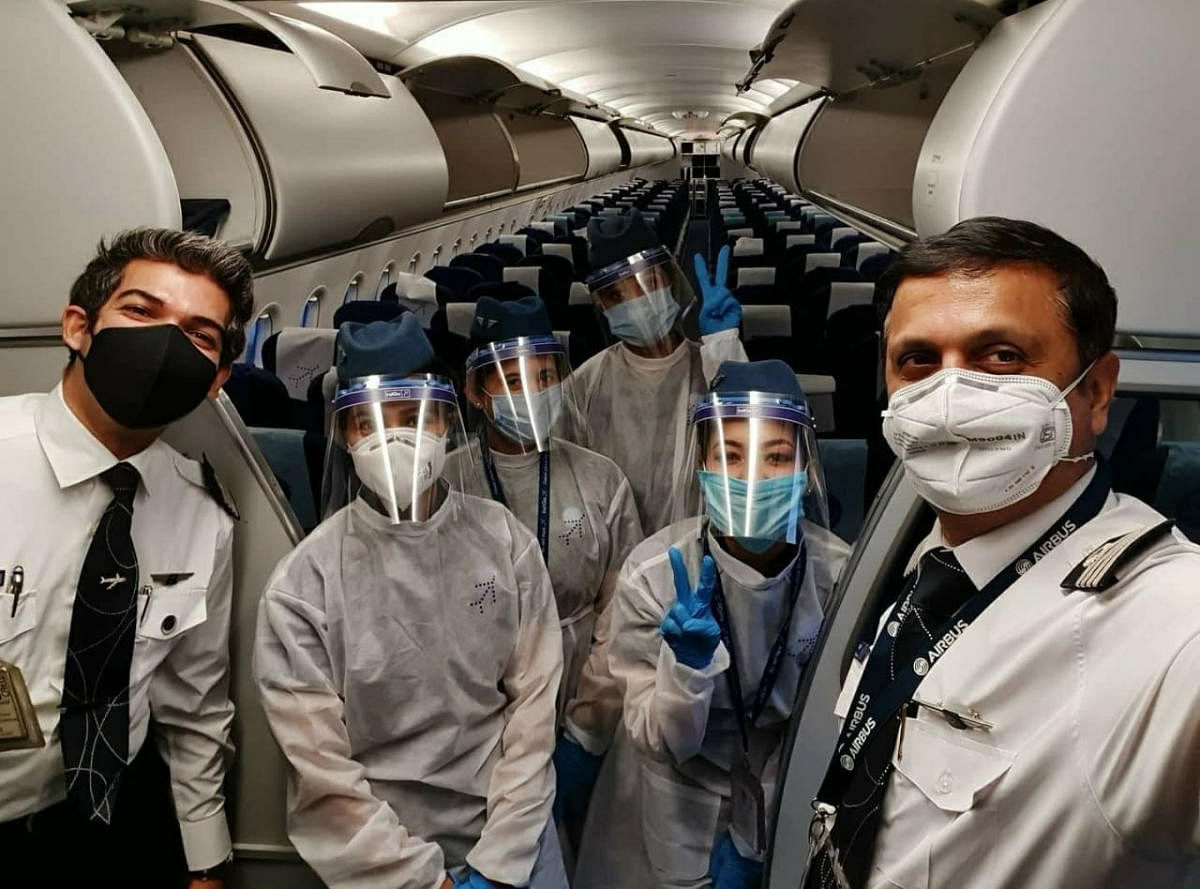 The cabin crew of Indigo. It has about 250 aircraft, operates 1,500 daily flights connecting 63 domestic and 24 international destinations.