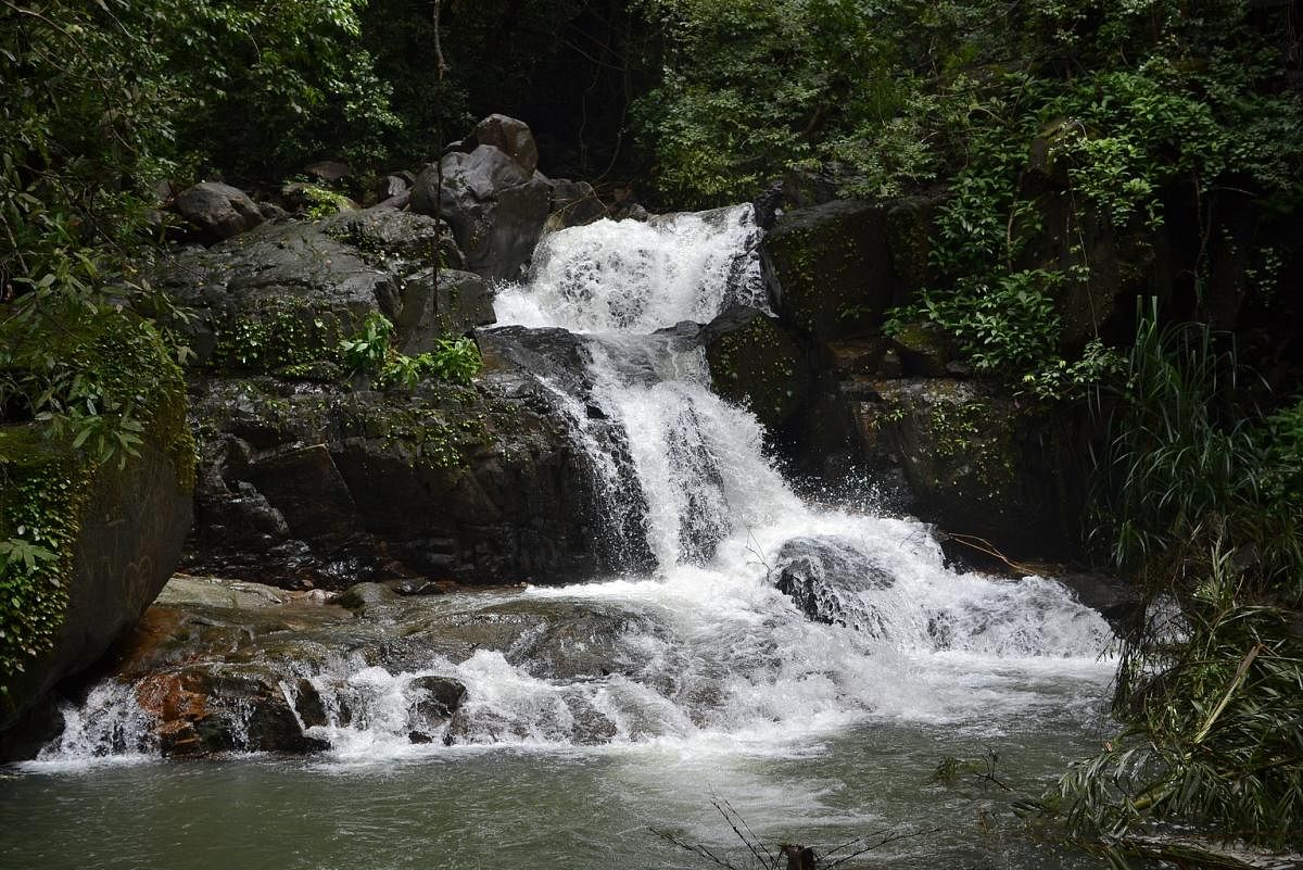 Golari waterfalls at Toduru village in Karwar taluk. The Covid-19 pandemic and heavy rains have kept tourists from visiting the scenic spots in Uttara Kannada.
