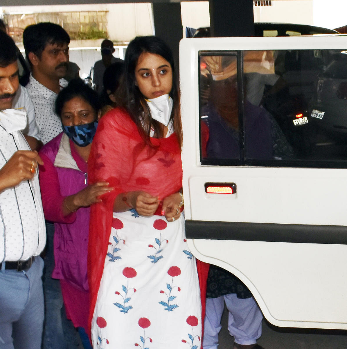 Sanjjanaa Galrani after her arrest in the Sandalwood drugs scandal. DH PHOTO