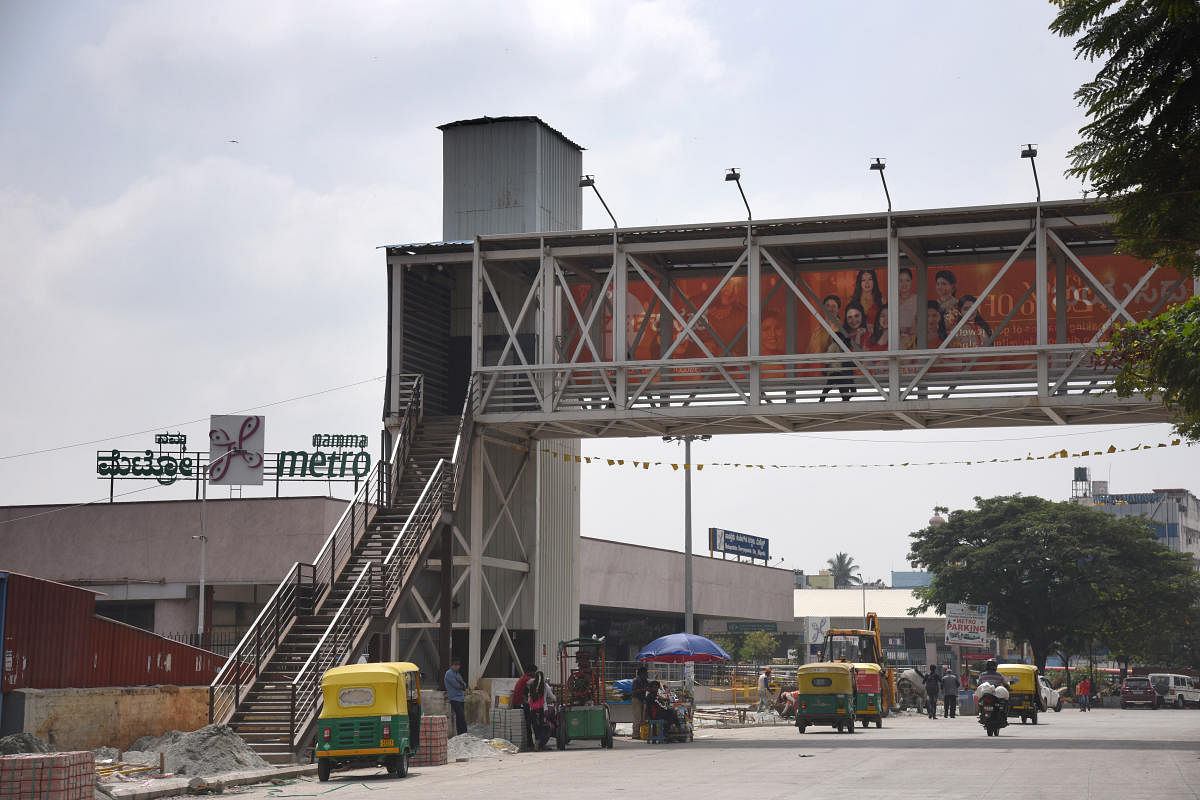 A skywalk to link Majestic Metro Station with the KSR Railway Station. DH PHOTO / S K DINESH