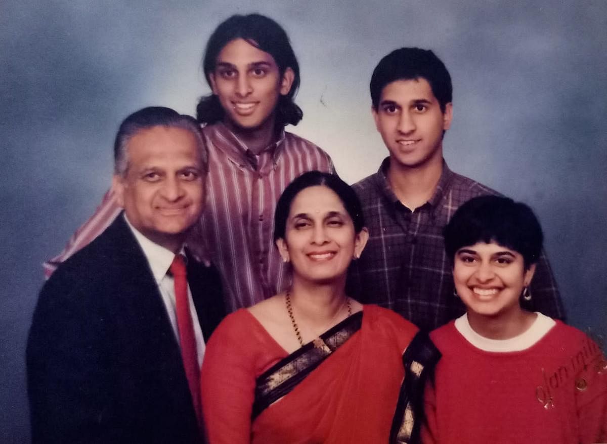 (from left) Dr Ramesh Adiga, Dr Jaya Adiga, Mala Adiga, twins Sridhar Adiga and Shekar Adiga.
