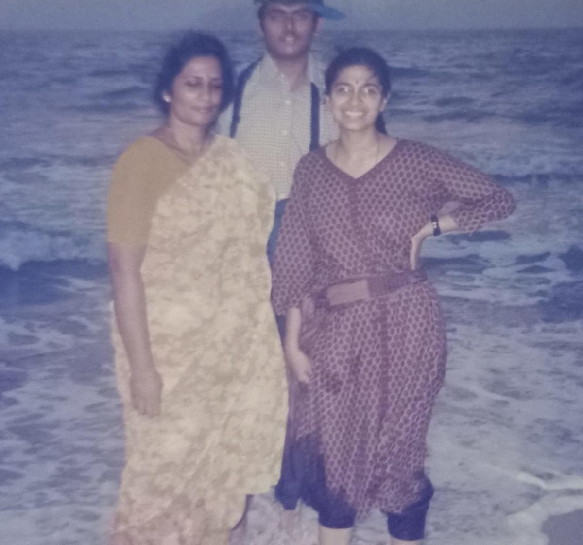 Mala Adiga with relatives in Kundapur beach.