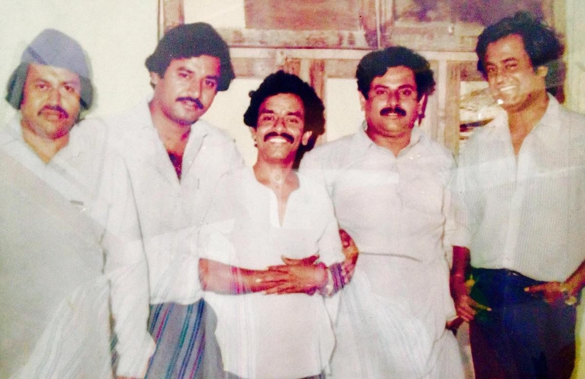 (From left) Lokesh, Ashok, Dingri Nagaraj, and (extreme right) Rajinikanth.