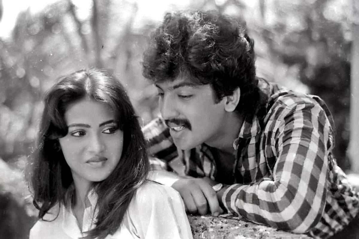 With a co-star in Tulu film 'Badkonji Kabithe.' Credit: Photo by Special Arrangement
