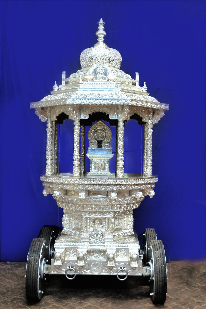 1) Chariot at the Shree Durgaparameshwari Temple in Uppunda, Kundapura; 2) The chariot at the Shree Vishwanatha Kshethra in Katapady, Udupi; 3) Chariot at Kukke Shri Subrahmanya Temple. Photos by Lakshmi Narayan Acharya  