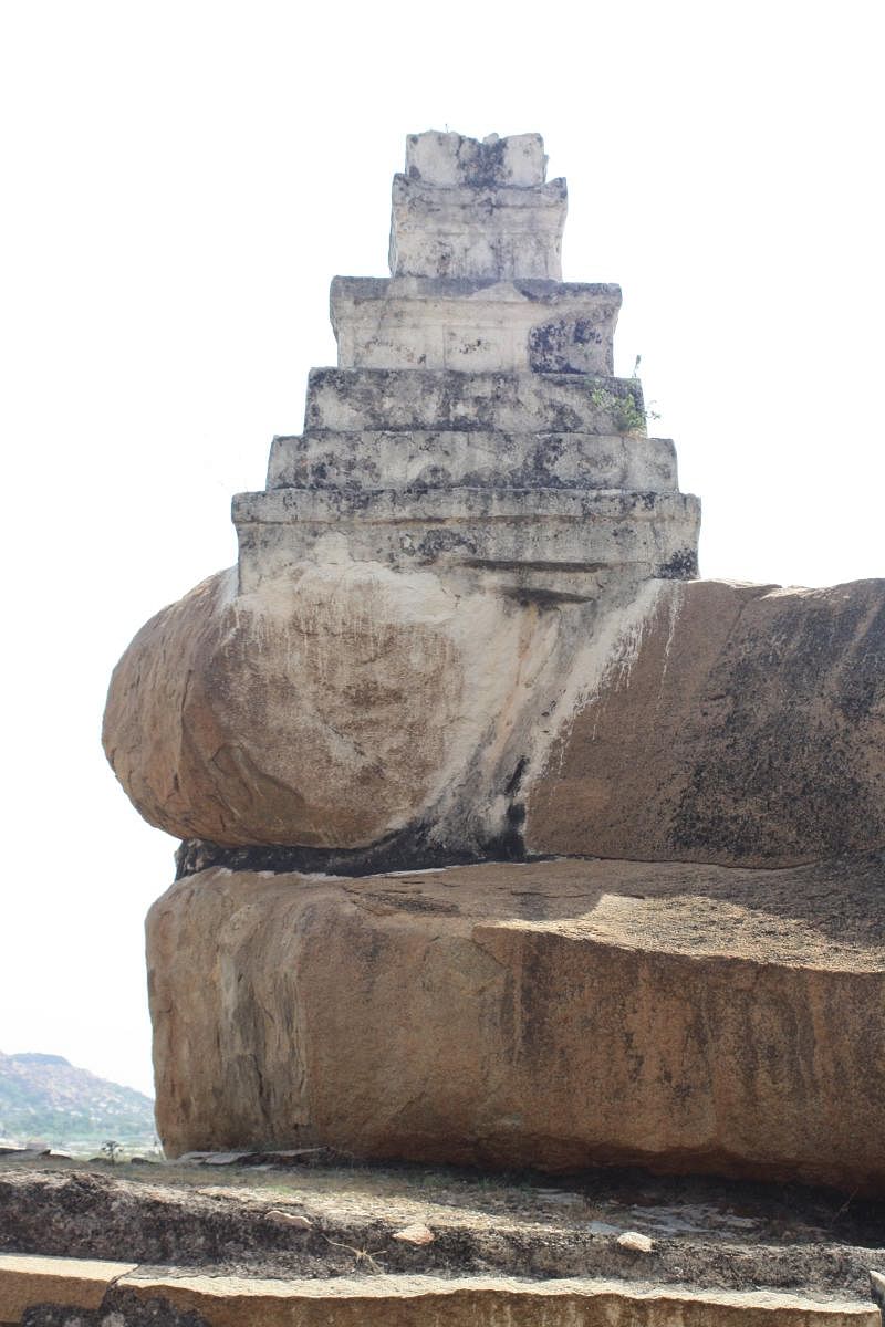 A shrine at Anegondi, with its tower built on a boulder. Credit: DH Photo/Srikumar M Menon