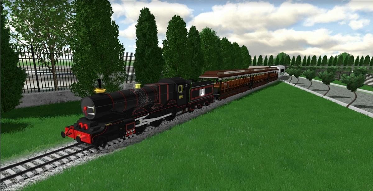 An artist’s impression of the toy train that will chug through the park's lush green environs. Credit: DH Photo