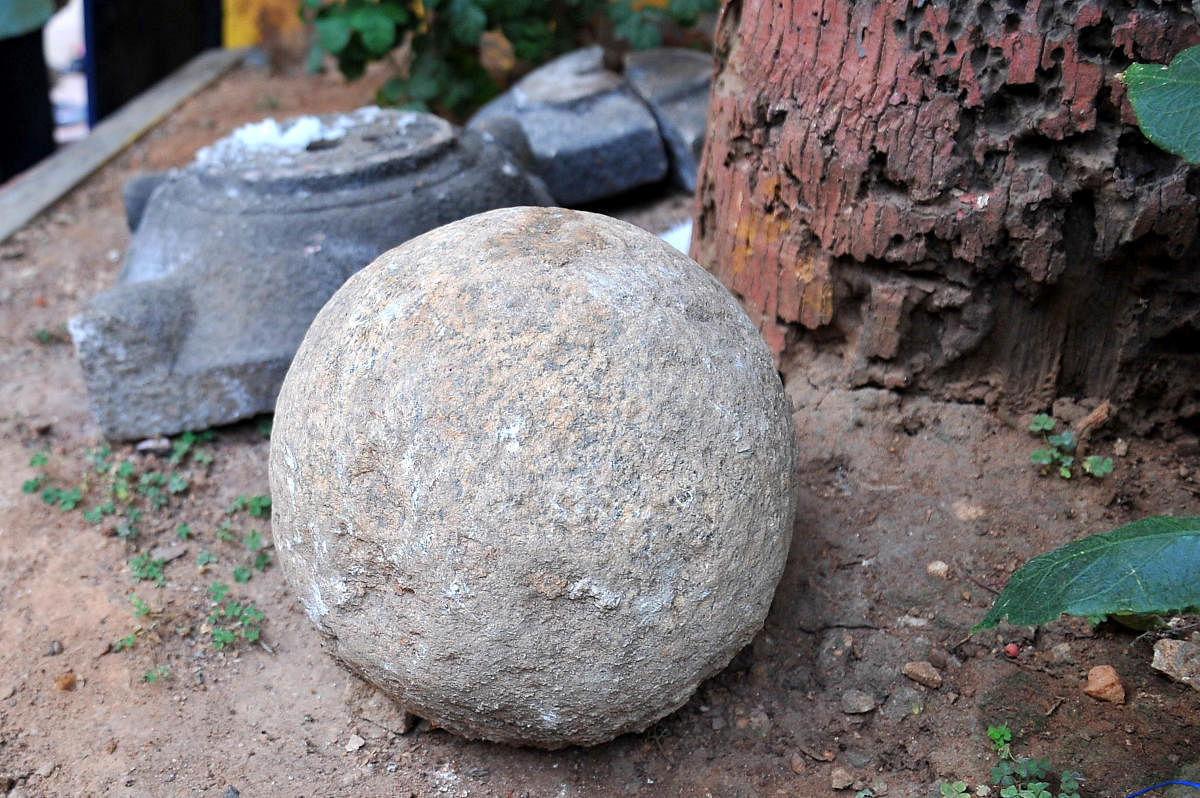 The cannonball that was discovered at the same site. Credit: DH photo/Pushkar V.