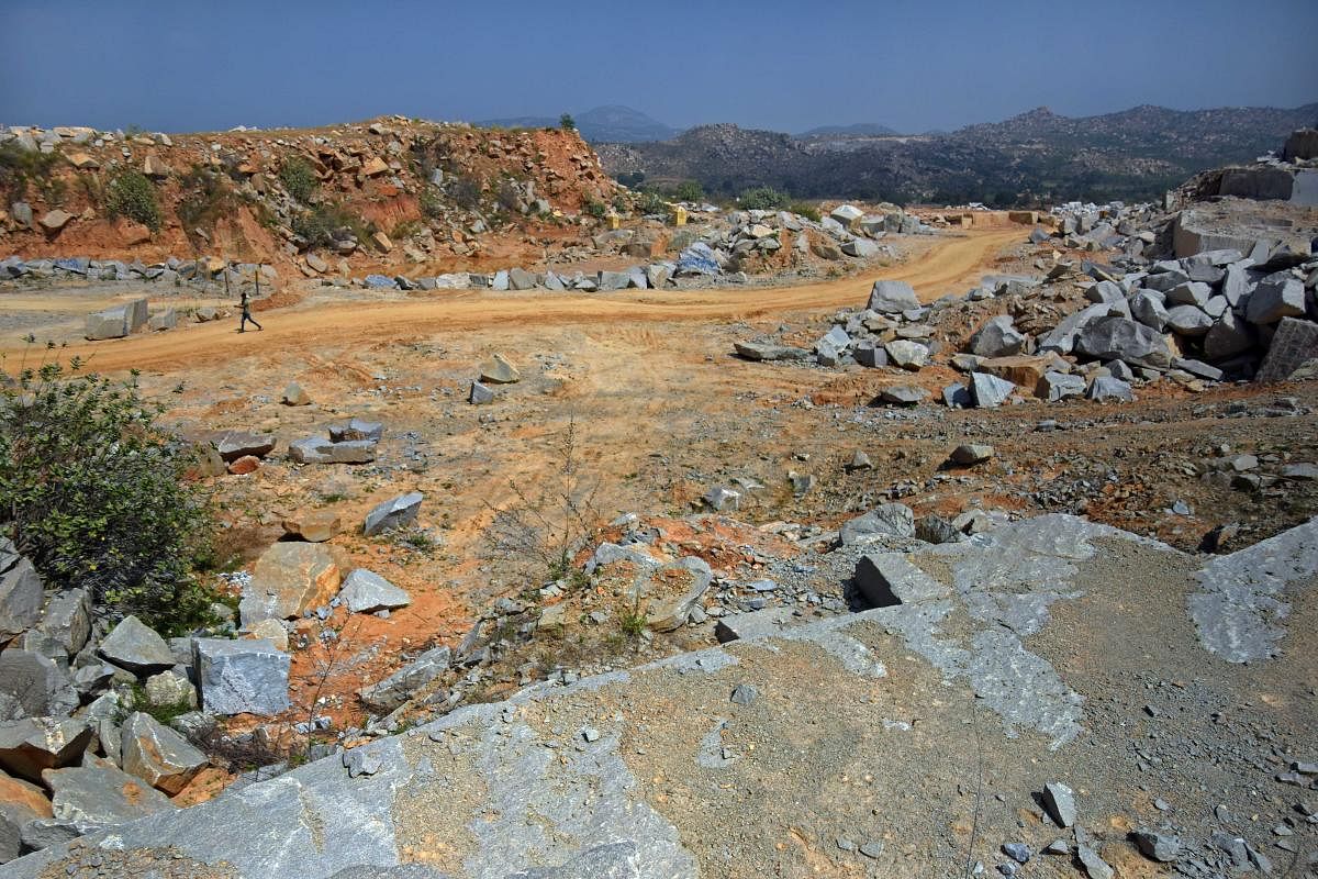 Another view of the quarrying operation in the village. DH Photo / Pushkar V 
