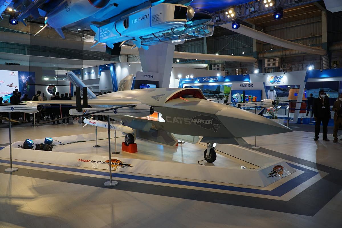 HAL's Unmanned loyal wingman project. This is the CATS Warrior, a large combat drone that is intended to serve as a thinking machine wingman to IAF fighter aircraft.