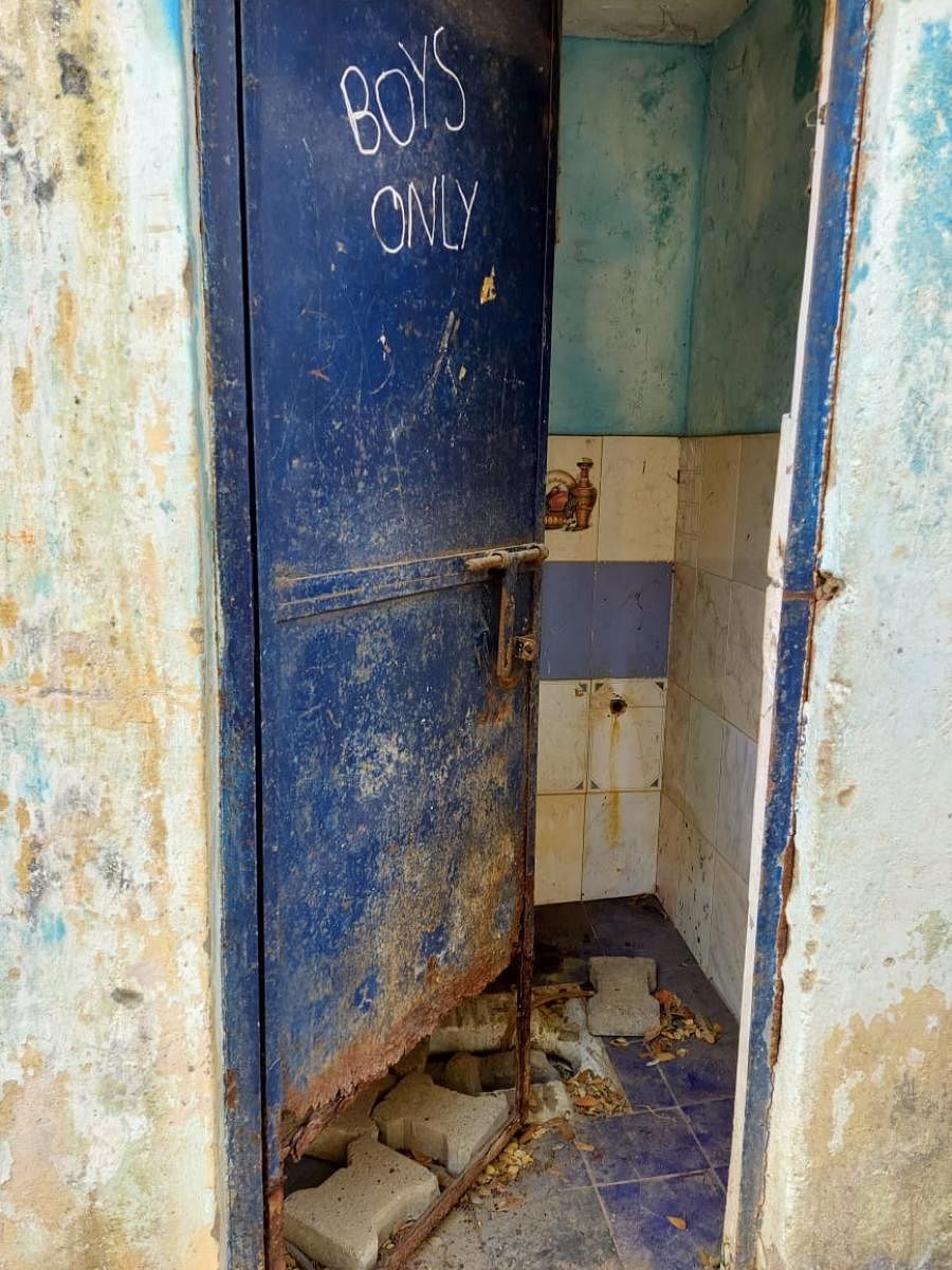 Students at the Government school in the old fort area of Chamarajpet are deprived of toilet facilities.