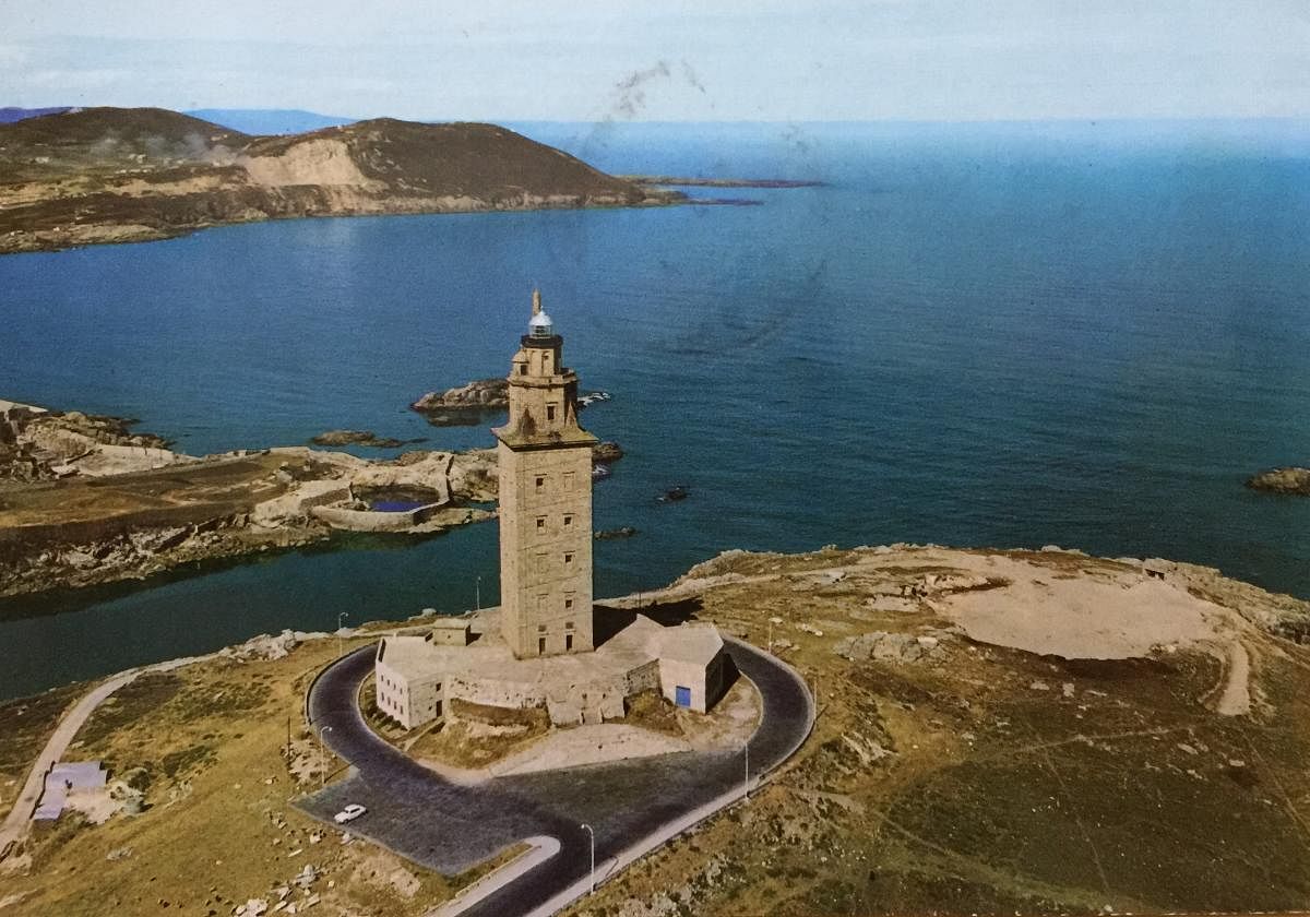 PeeVee is fascinated by lighthouses and often requests fro card that feature them. This is one from his collection featuring the Hercules Tower in Spain. It's the oldest living lighthouse in the world.