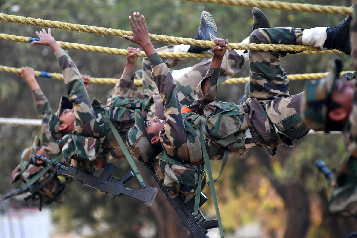 The Army stresses that physical training requirements have only been slightly nudged down for women. Credit: DH Photo/Pushkar V
