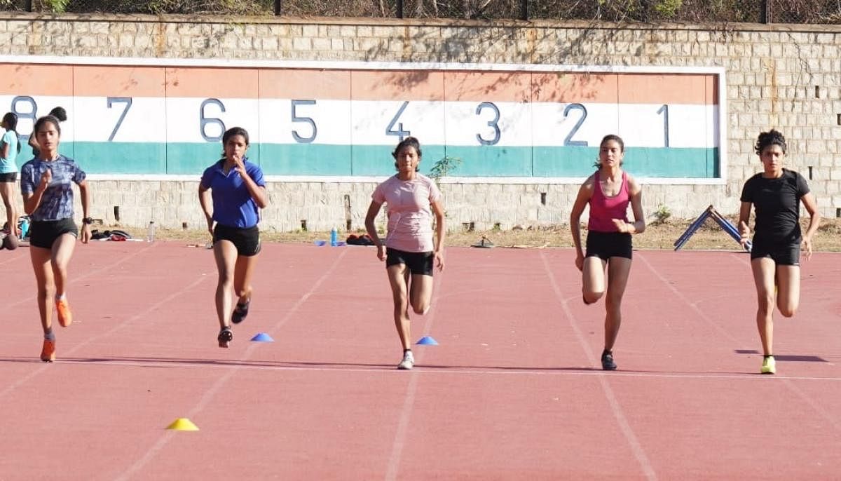 Athletes being trained at the Anju Bobby Sports Foundation