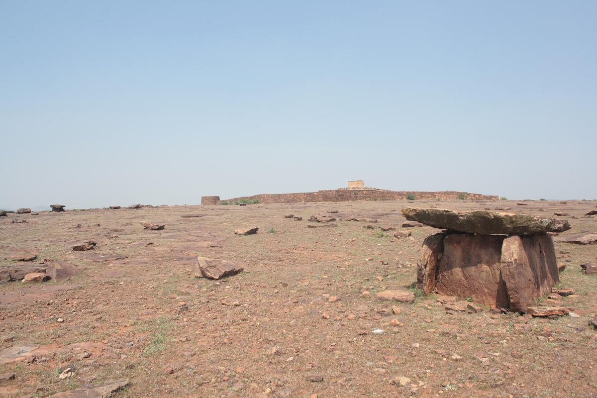 Megaliths south of the Meguti Jain Temple at Aihole