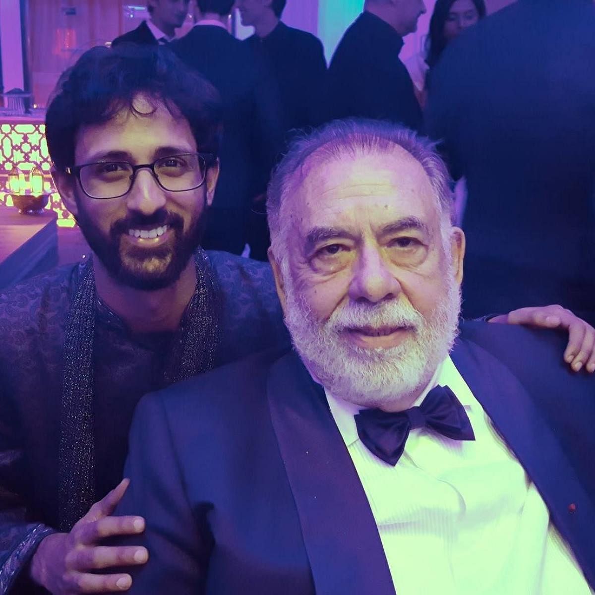 Raam Reddy with Francis Ford Coppola, director of cult classic ‘The Godfather’, who loved 'Thithi'. FACEBOOK/RAAM REDDY 