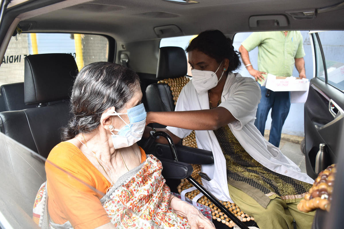 There are a few drive-in centres where patients are administered the shots inside their vehicles. DH FILE/Janardhan B K