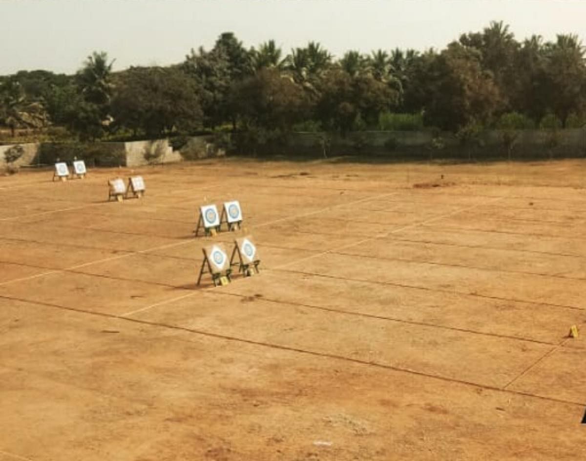 Archery range at the Santhemarahalli Archery And Fencing Sports School, Chamarajnagar