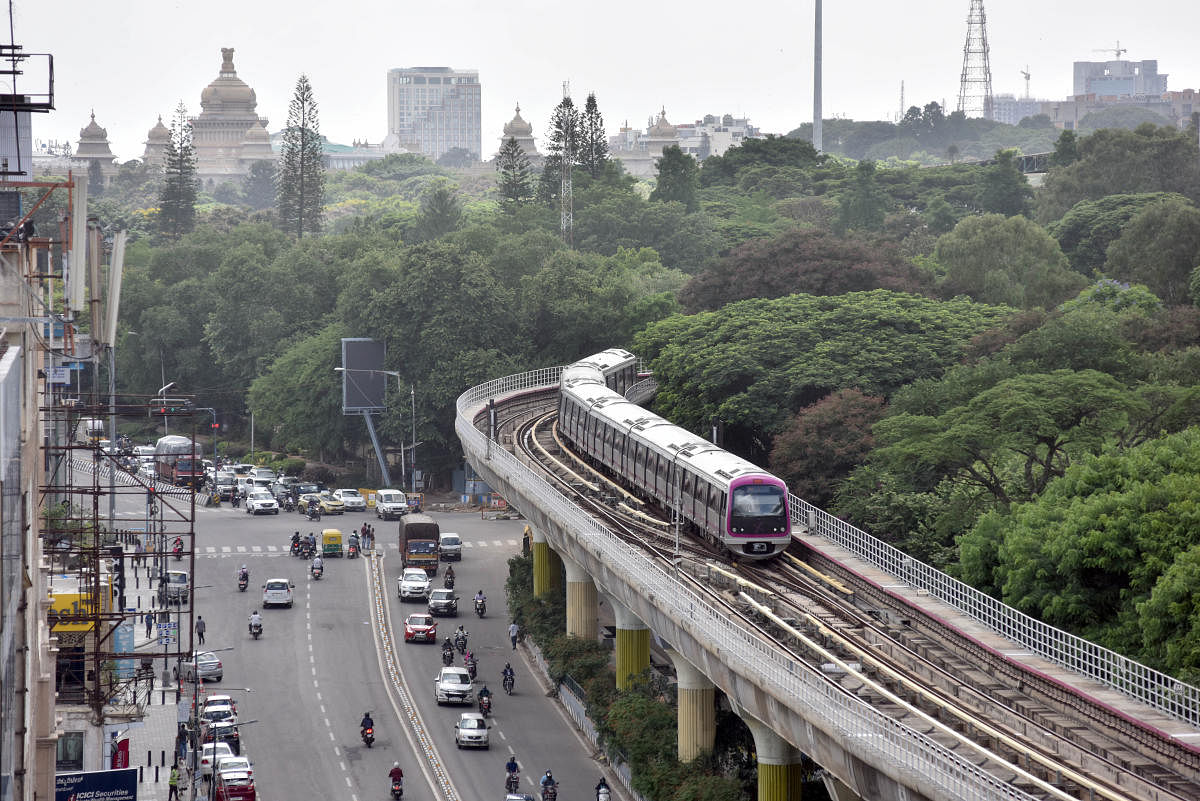 Metro services restarted on Monday after two months. BMRCL officials say it will take more than a week for the ridership to improve. DH PHOTO/Janardhan B K