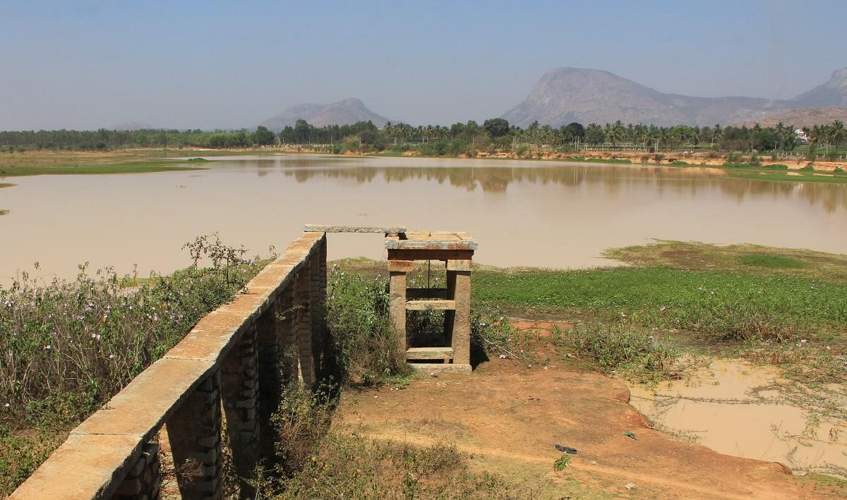 A 4-pillar sluice gate in Venkatagirikote kere near Avatihalli near Bengaluru. Photo by Aravind C