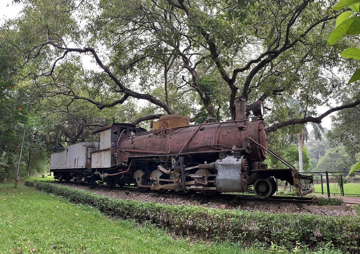 The old narrow gauge steam engine at the Indira Gandhi Musical Fountain Park was once part of the Gwalior Light Railway. Credit: DH Photo/Pushkar V