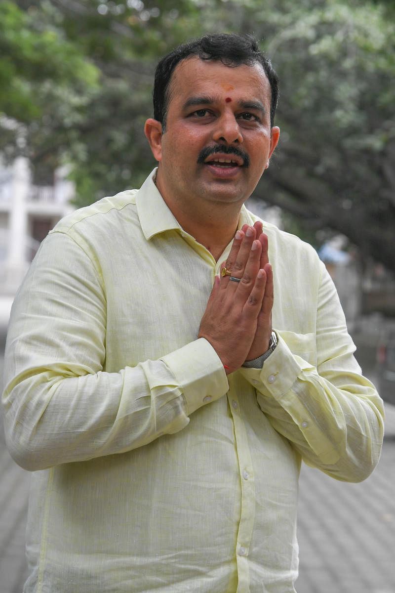 V Sunil Kumar, Minister for Energy and Kannada and Culture in Bengaluru on Wednesday. Photo by S K Dinesh