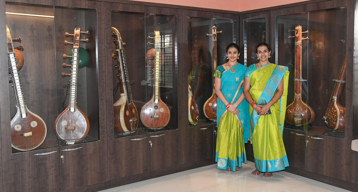 On display at the museum are the tanpuras MS Subbulakshmi used for her recordings and concerts.