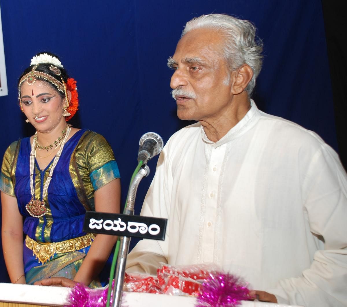 Madhavacharya, author of Kannada gaathas, and his daughter Bhramari Shivaprakash.