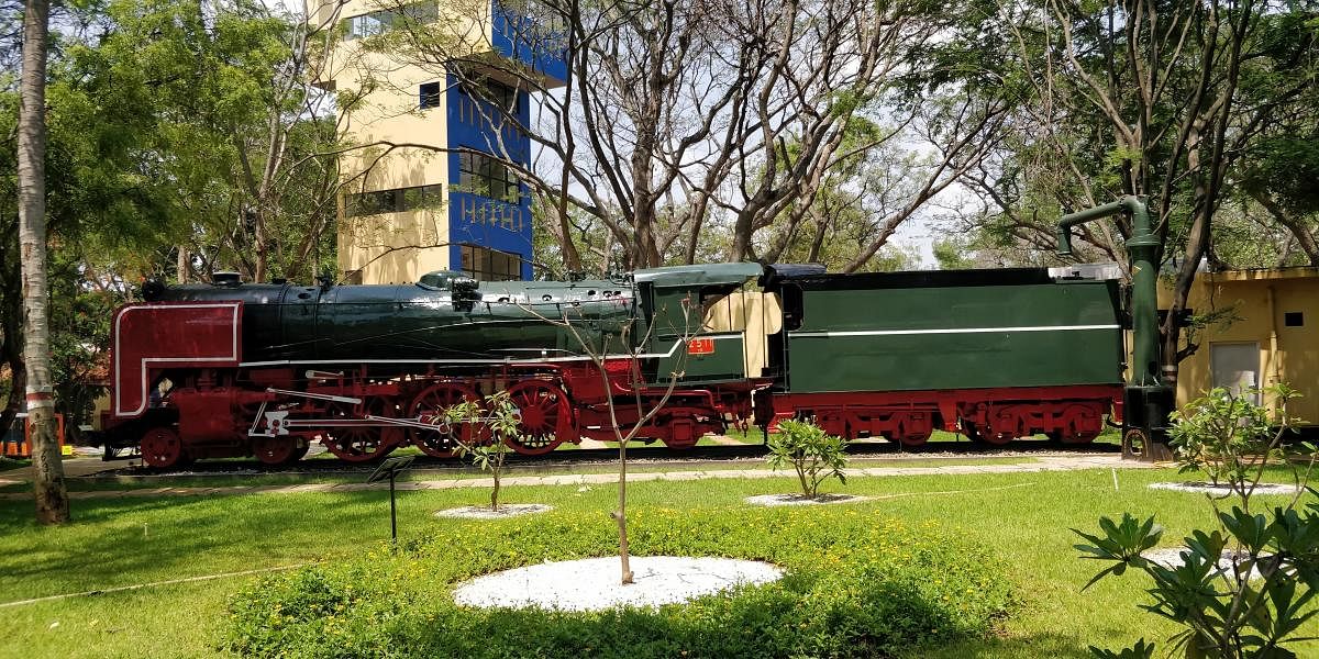 Steam-era Water Column on displayed at Mysuru Rail Museum in Mysuru.