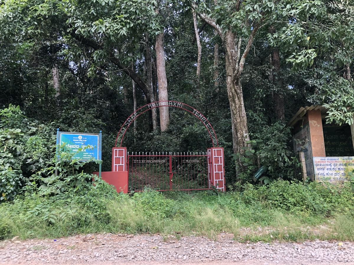 Gate of the Vontiangadi devakaad in Kodagu. Photo by author