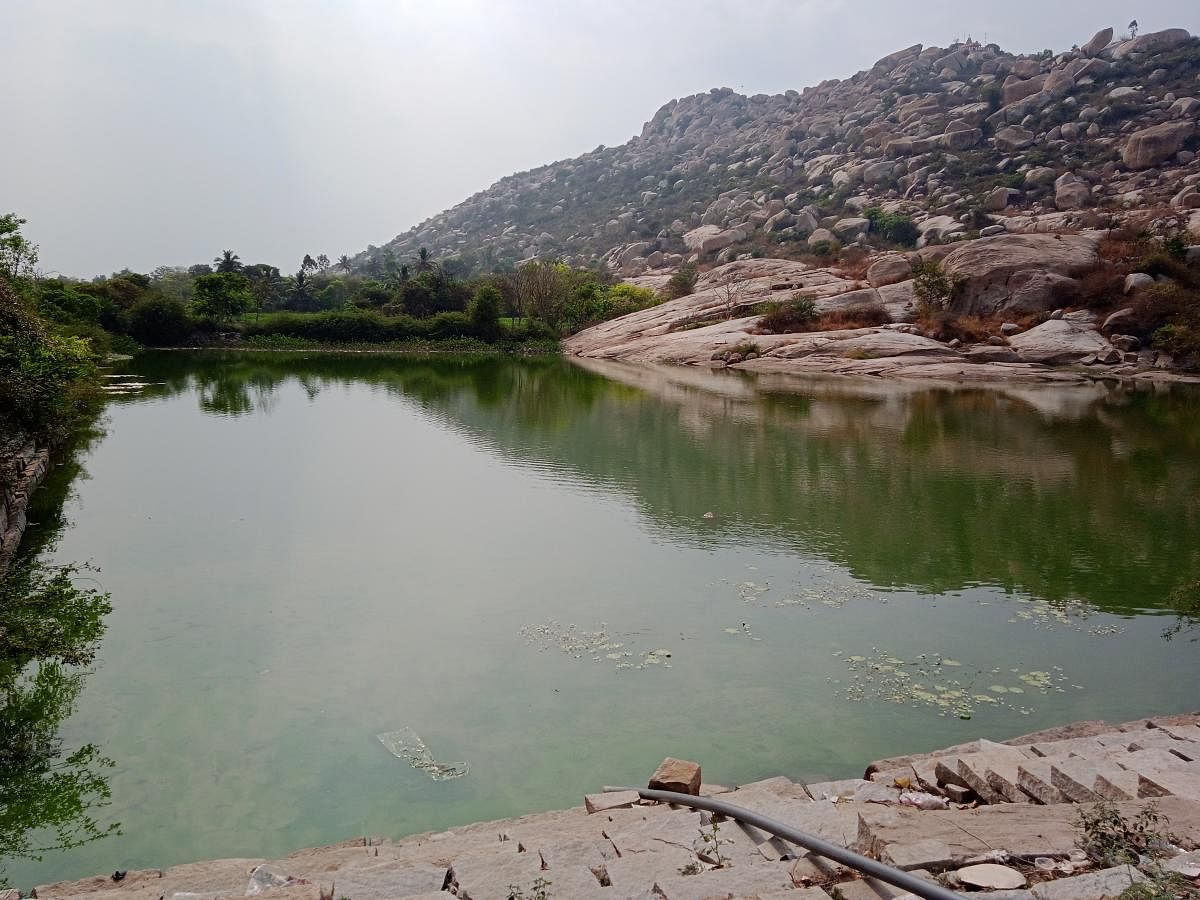 A temple pond that can be spotted on the trek
