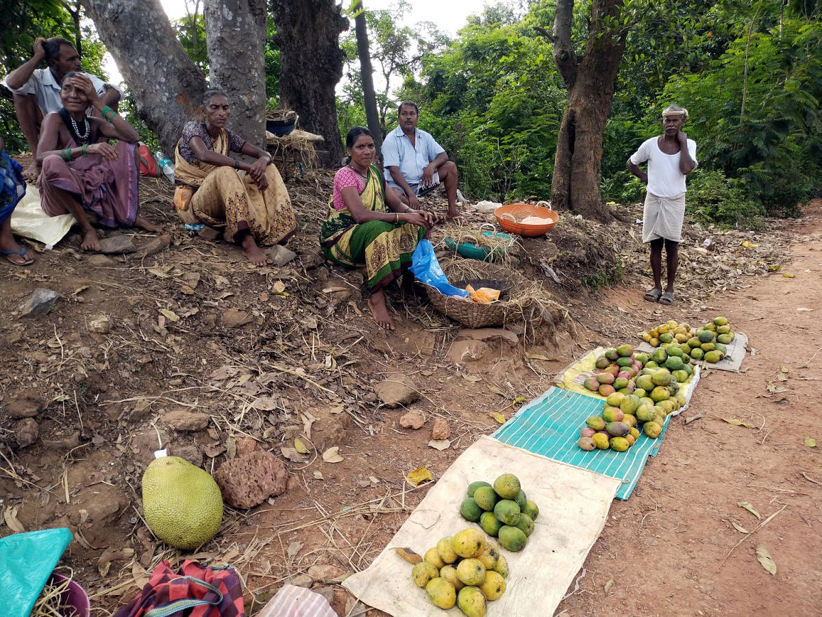 Fruit vendors displaying their fruit