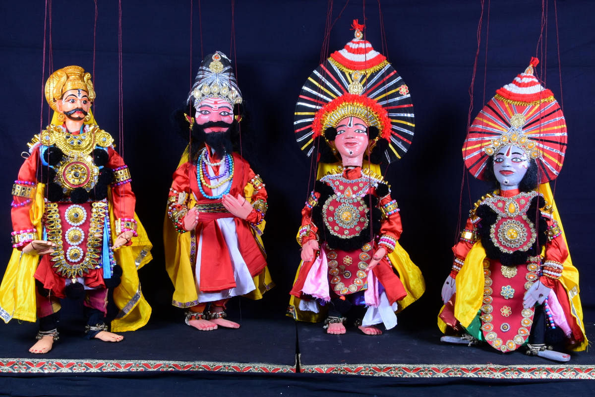 Yakshagana takes place through puppets