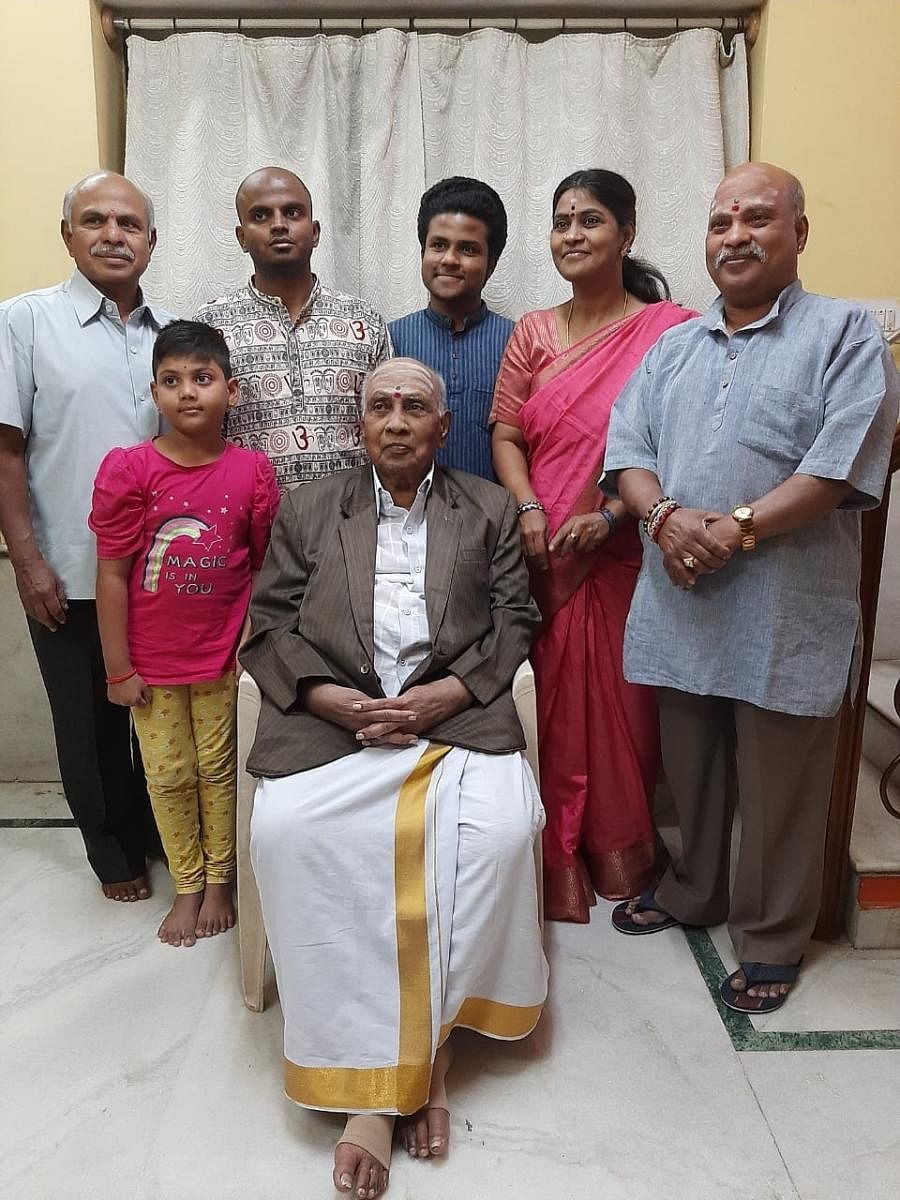 Bhimachar (seated) with his family 