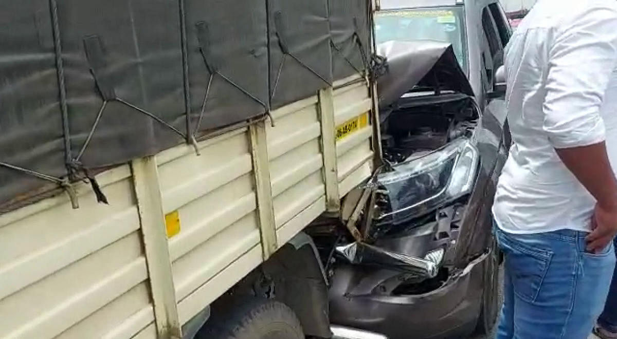 Four vehicles, including two SUVs, were damaged in the accident near Rockline Mall on the expressway. Credit: Special arrangement