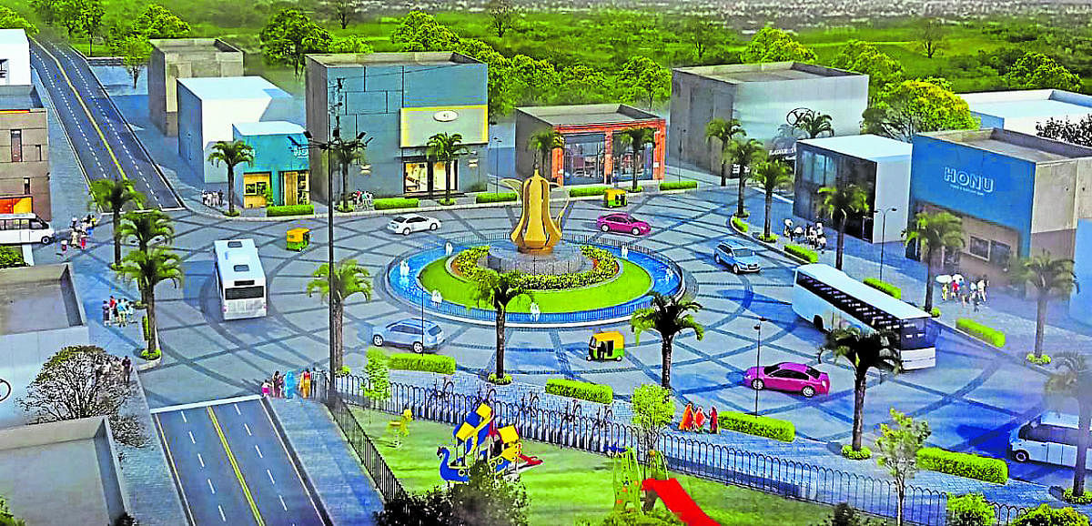 An artist’s impression of the beautification of the junction near Al-Badar Mosque in Rajeev Nagar Second Stage. Credit: DH Pool Photo