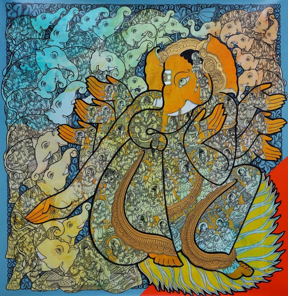 Ganesha, mixed media on canvas