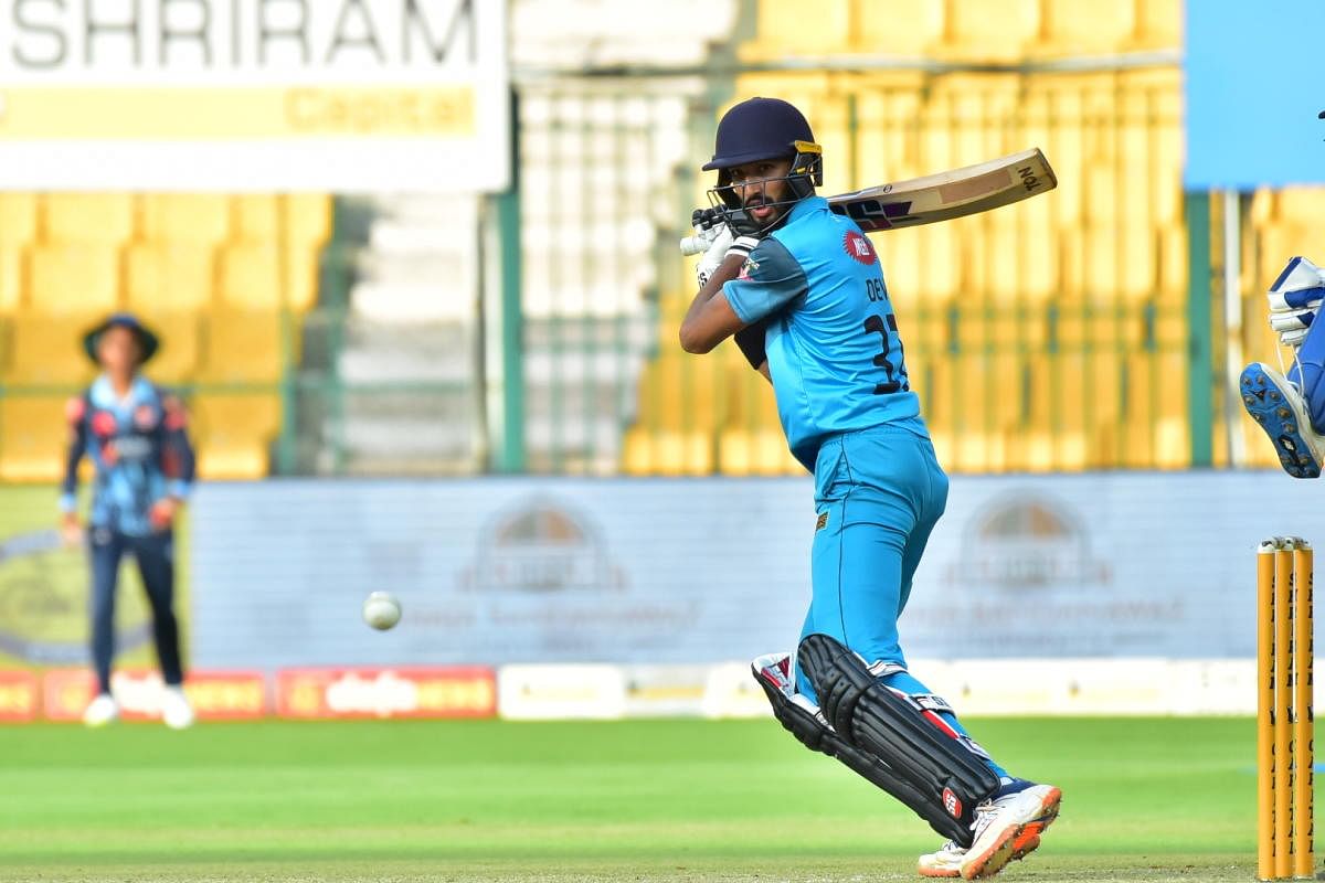 Batters Mayank Agarwal (left), Manish Pandey and Devdutt Padikkal will be three of the big stars who will go under the hammer on Saturday. DH File Photo