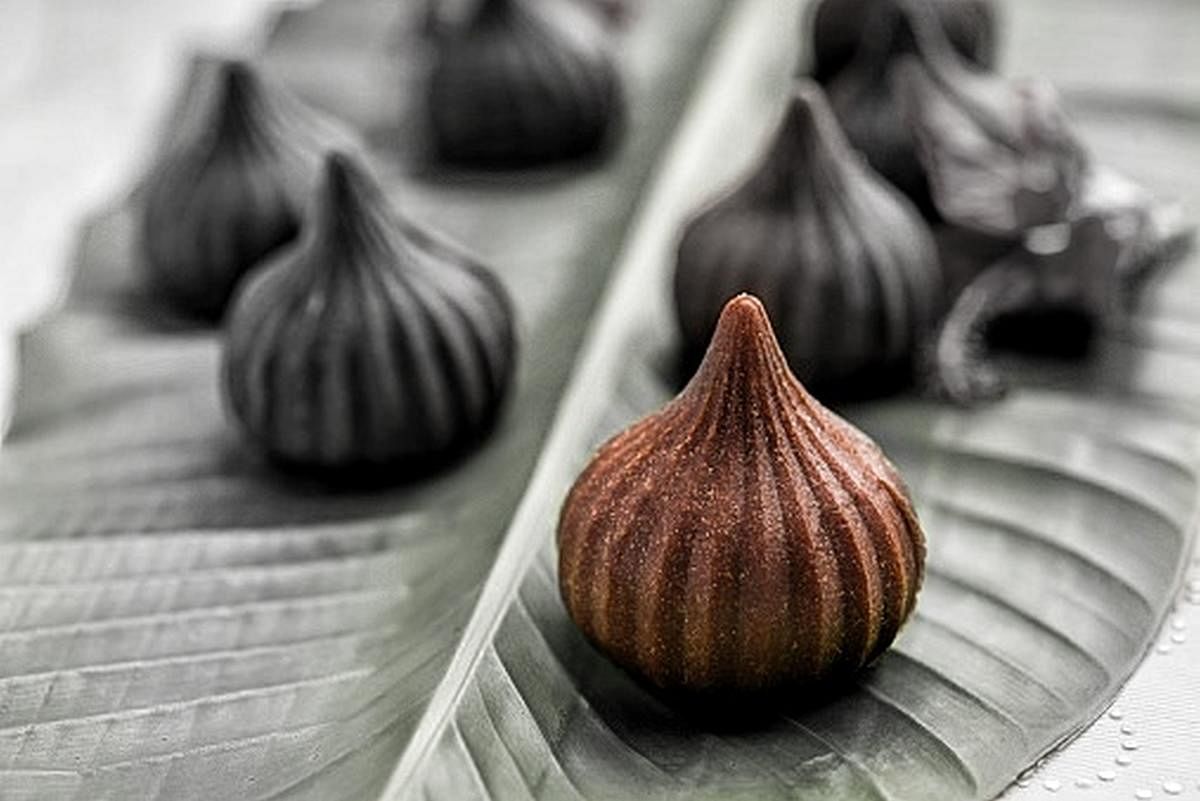 Hazelnut and dark chocolate modak