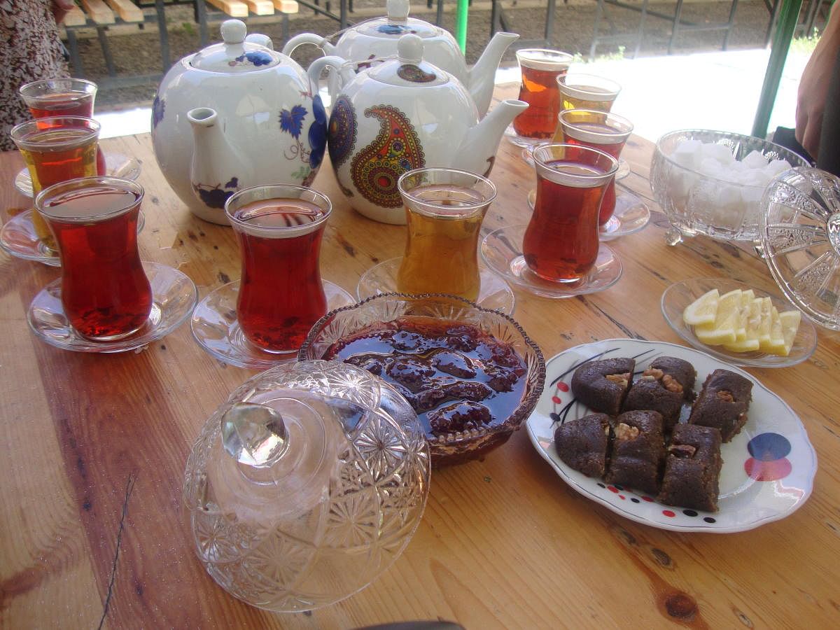 The famous Azeri tea served with jams and halva. PHOTOS BY AUTHOR