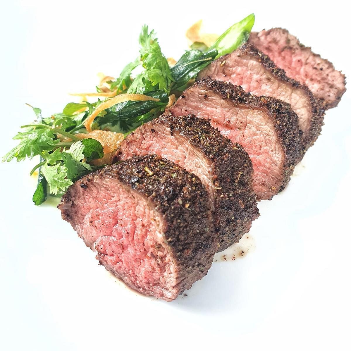 Wattle seed crusted barbecued lamb