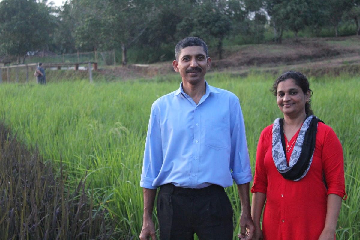 Abobakker and Asma Banu, who grow 600 native varieties of rice at their house.