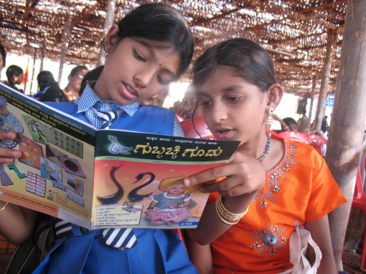 Students at the Gubbacchi Goodu school in Dharwad.